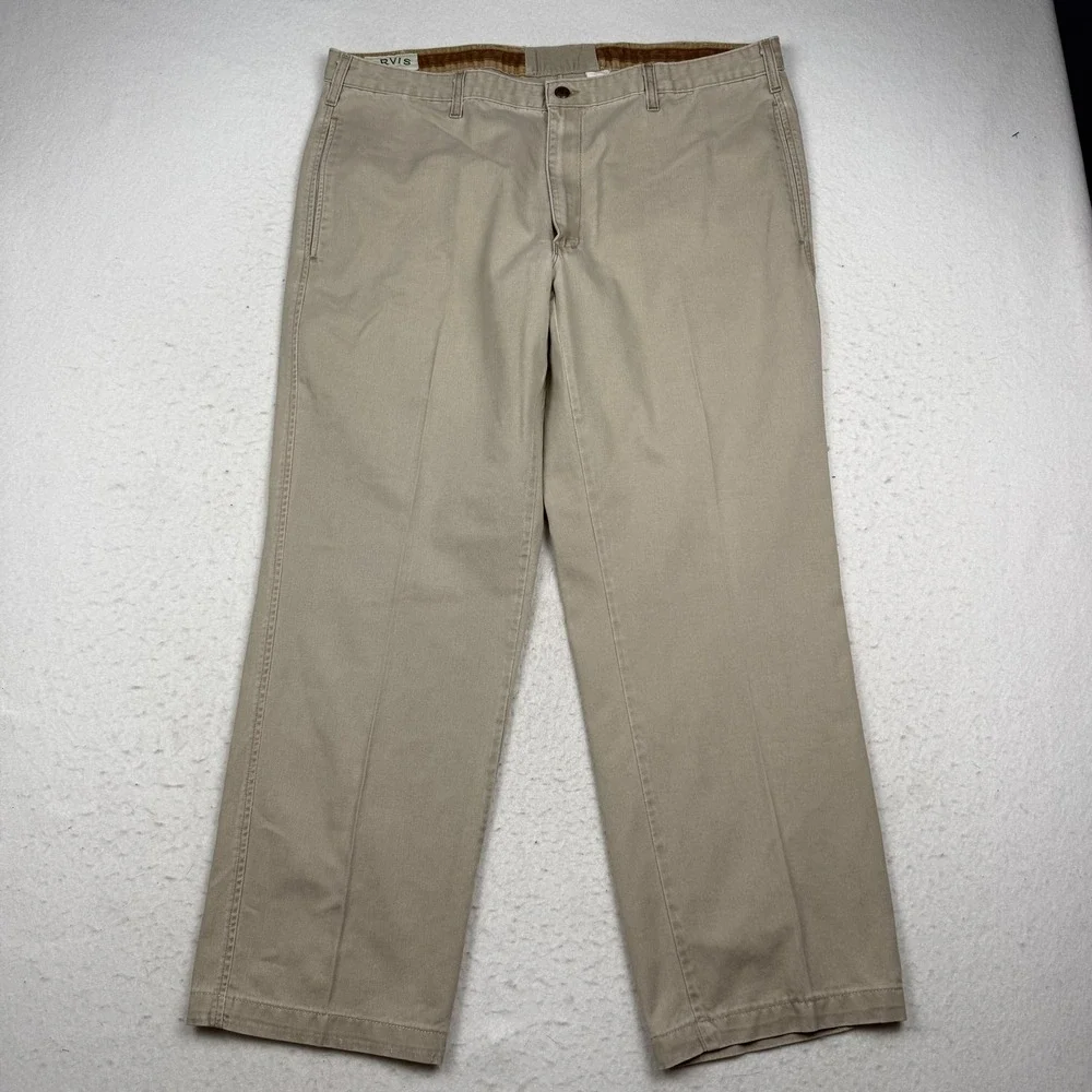Lot 2 Orvis Pants Mens 40x30 Beige Cotton Canvas Chino Classic Casual Outdoor